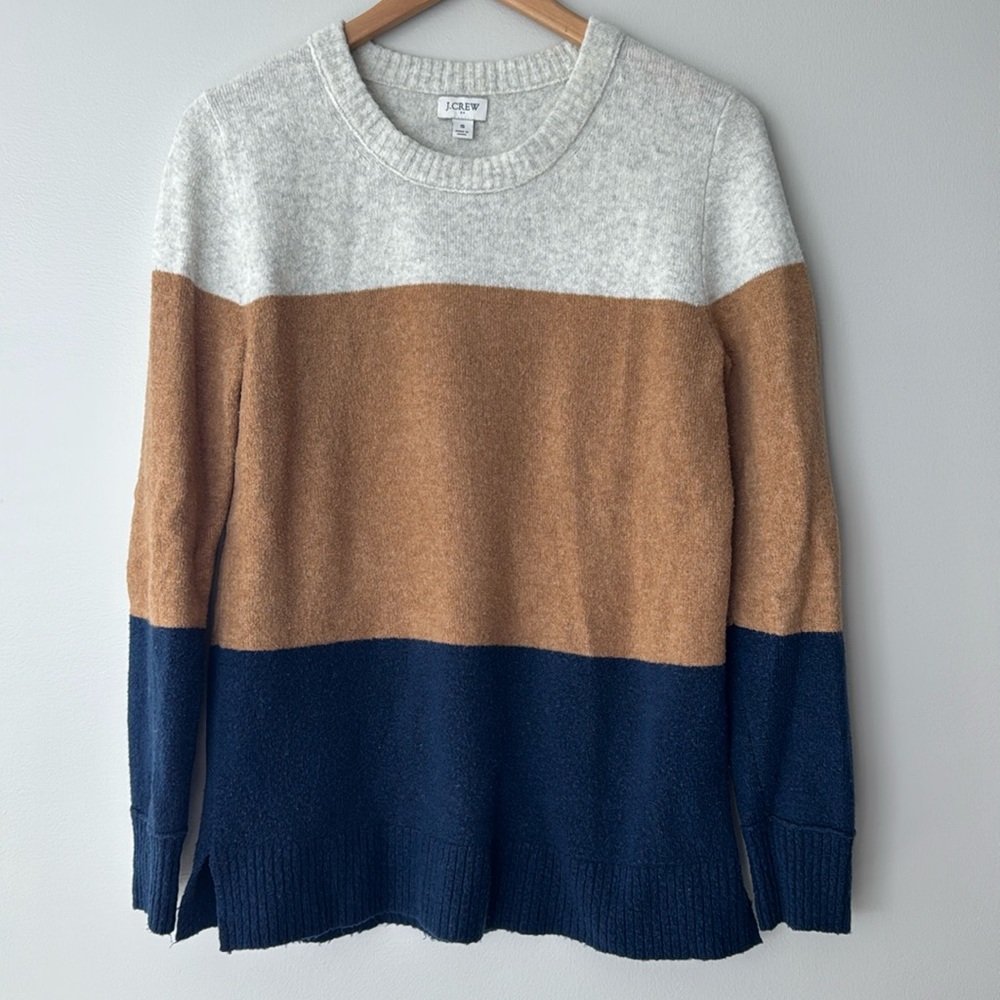J Crew Factory Colorblock Crewneck Sweater Extra-Soft Yarn Size Small
